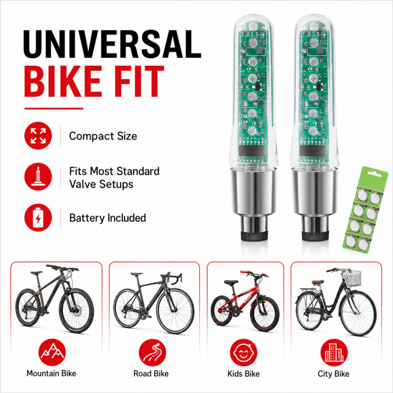 🏅🚲Waterproof Bike Tire Valve Stem Lights✨