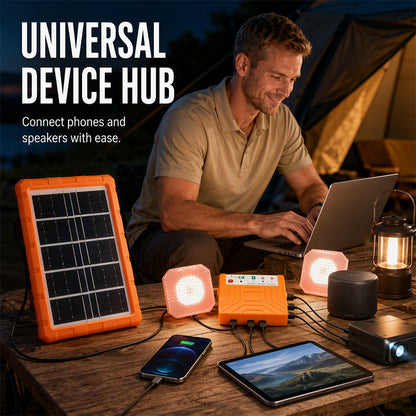 ☀️INFINITE SOLAR ENERGY⚡Portable Solar Power System with 2 LED Lights