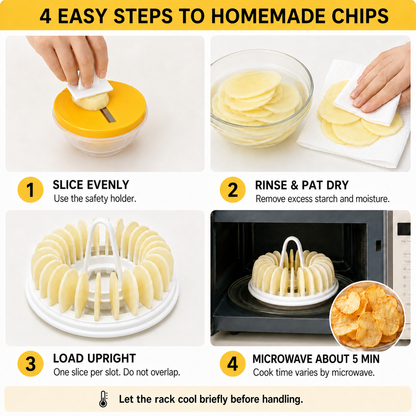 ✈️Last Day 50% OFF✨💞50K+ SOLD!😍🥔DIY Microwave Potato Chip Maker with Slicer Bowl Set