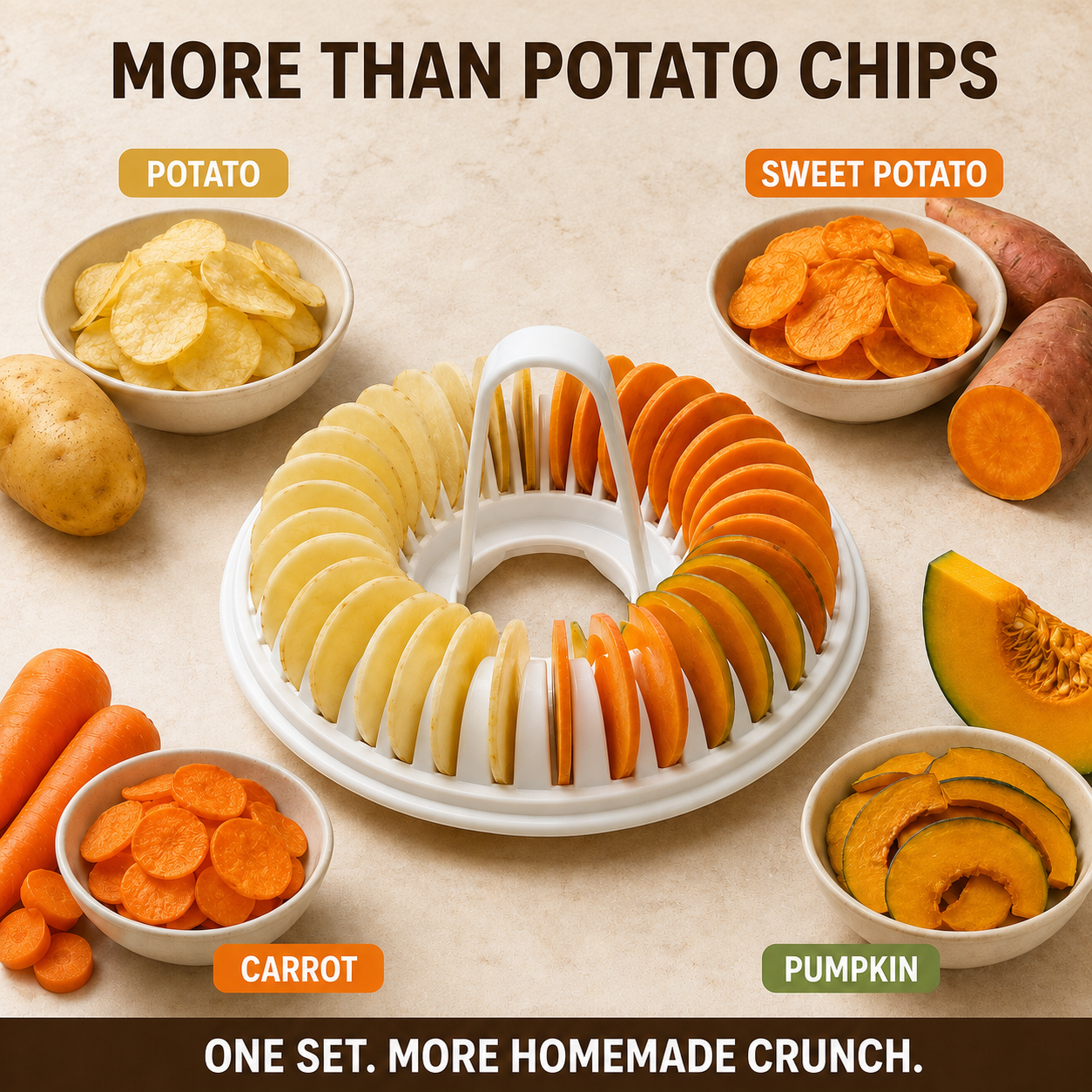 ✈️Last Day 50% OFF✨💞50K+ SOLD!😍🥔DIY Microwave Potato Chip Maker with Slicer Bowl Set