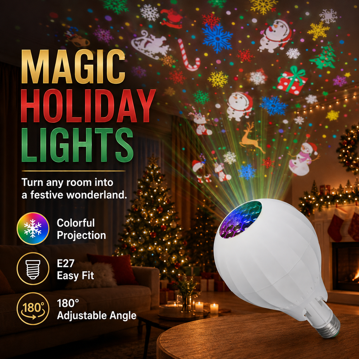 🎁2026 New Arrivals 50% OFF💥Rotating Christmas Projector Bulb | 16 Patterns!!!