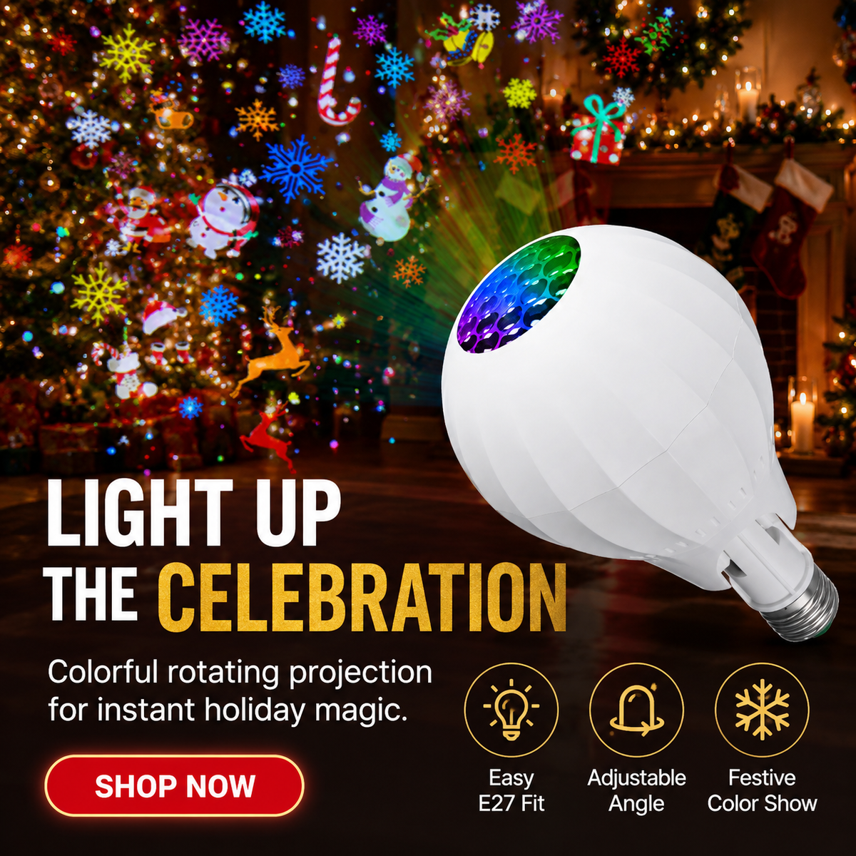🎁2026 New Arrivals 50% OFF💥Rotating Christmas Projector Bulb | 16 Patterns!!!