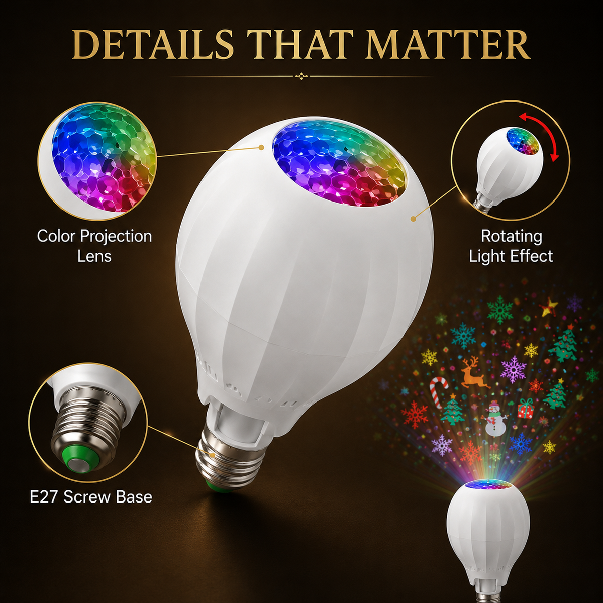 🎁2026 New Arrivals 50% OFF💥Rotating Christmas Projector Bulb | 16 Patterns!!!