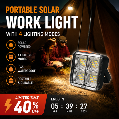 🔥🎁Hot Sale 49% OFF💡Portable Solar Work Light with 4 Lighting Modes