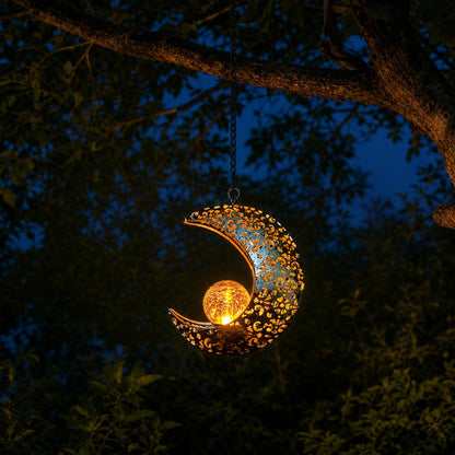 Celestial Glow Solar Sun & Moon Hanging Garden Lanterns