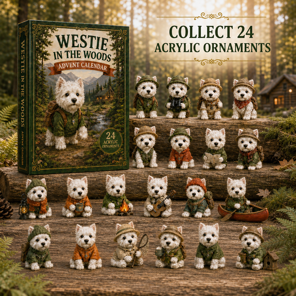 🏅Best Seller - Westie In The Woods Advent Calendar 2026 - 24-Day Festive Countdown - Gift For Dog Lovers